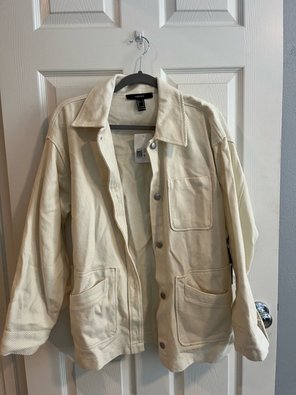 Forever 21 Women's Cream Canvas Jacket
